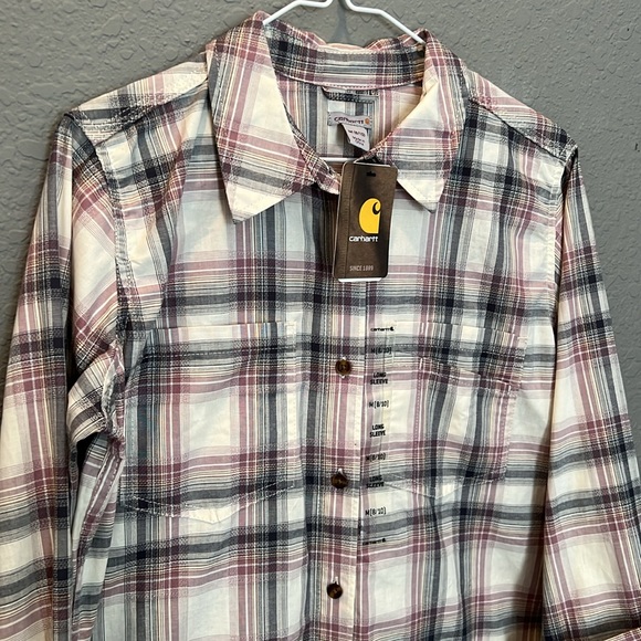 NWT Ladies Carhartt plaid button down - Picture 2 of 6